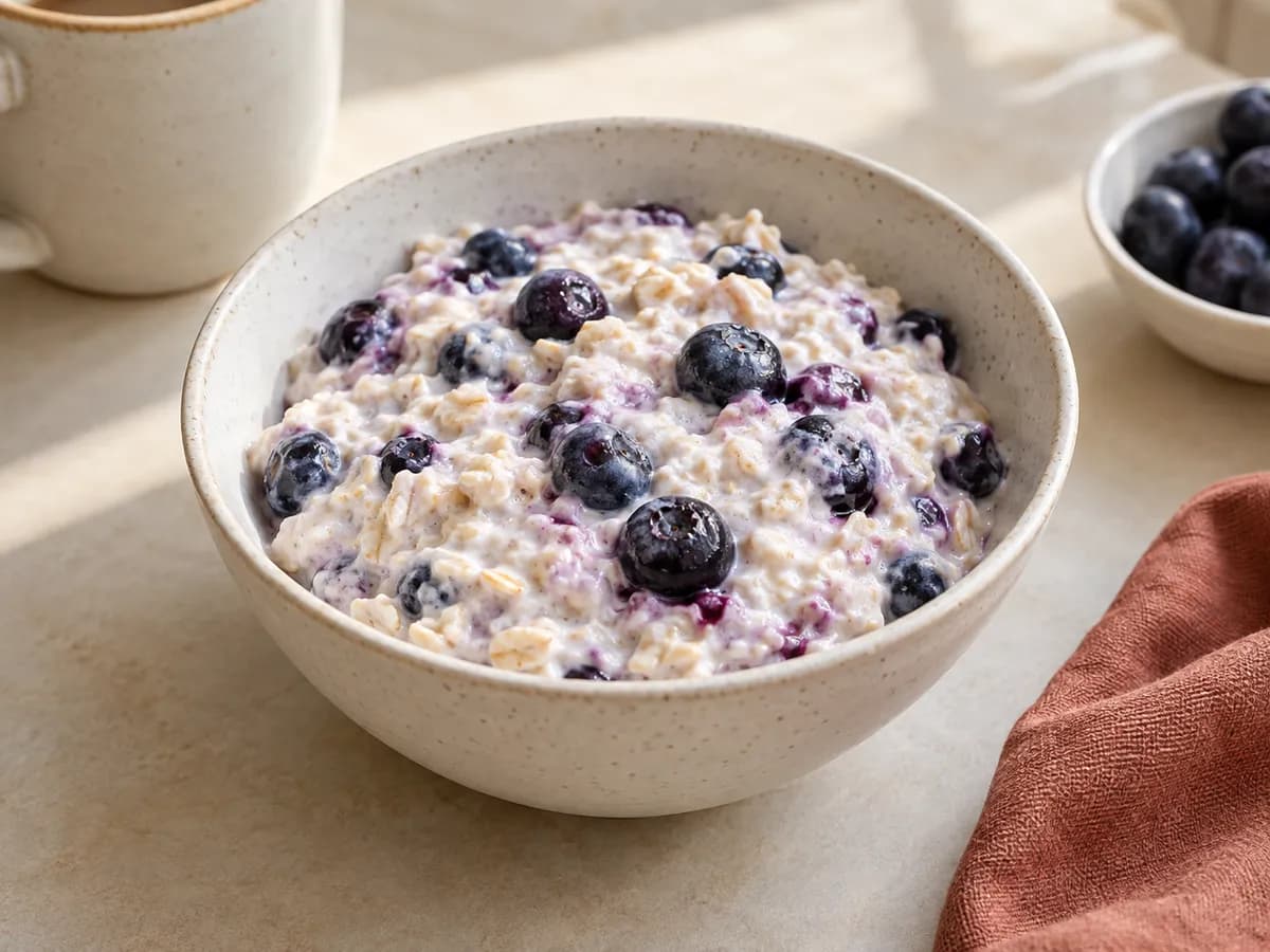 Berry overnight oats — AI-generated serving illustration