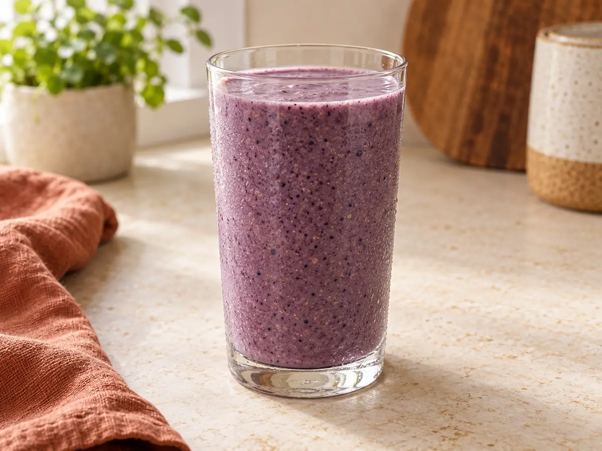Blueberry and banana smoothie — AI-generated serving illustration