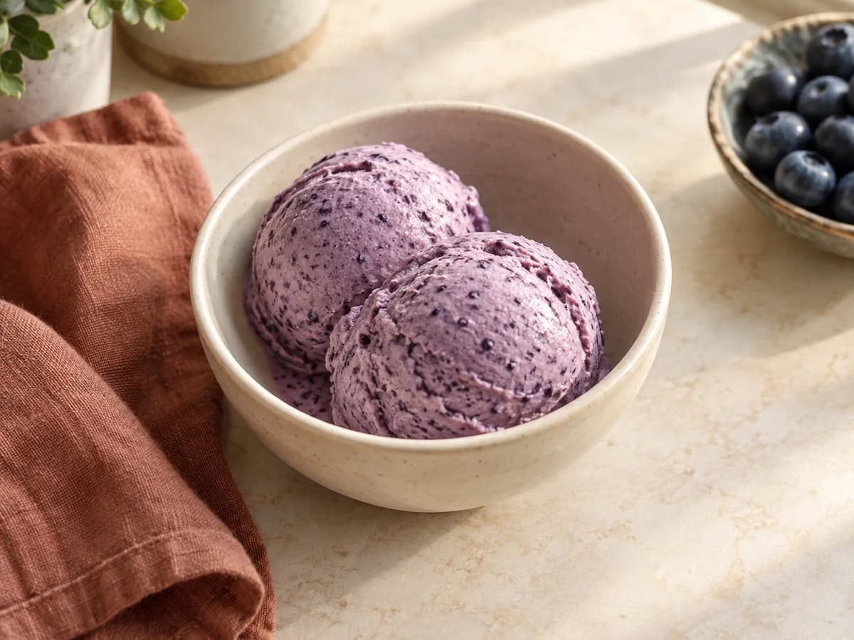 Blueberry protein Creami — AI-generated serving illustration