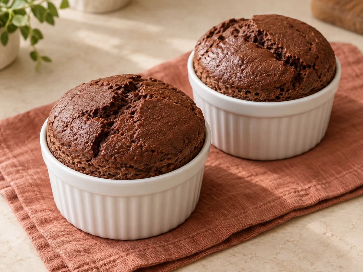 Chocolate egg-white soufflés — AI-generated serving illustration