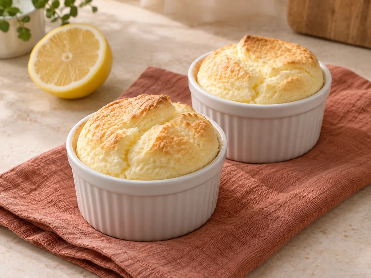 Lemon egg-white soufflés — AI-generated serving illustration